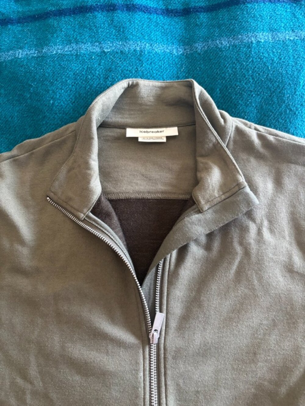Icebreaker Sage Green Marino Wool Men's M Full-zip Sweatshirt